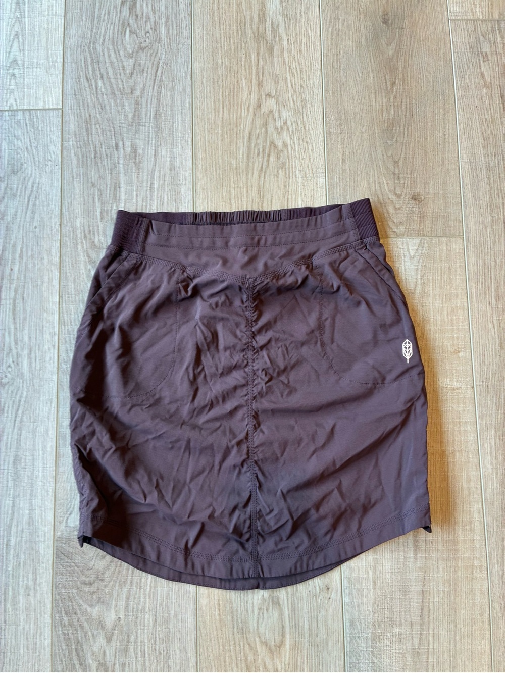 Indygena Brown Active Skirt- pencil drawstring bottom pockets Performance Xs
